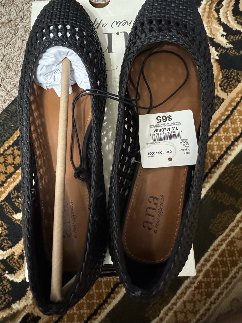 a.n.a Black Woven Slip-On Ballet Flats
